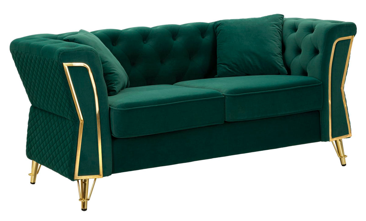 Divano emy verde c/cuscini cm 162x83x76
