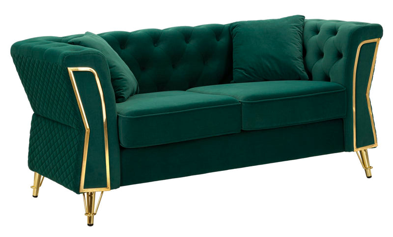 Divano emy verde c/cuscini cm 162x83x76