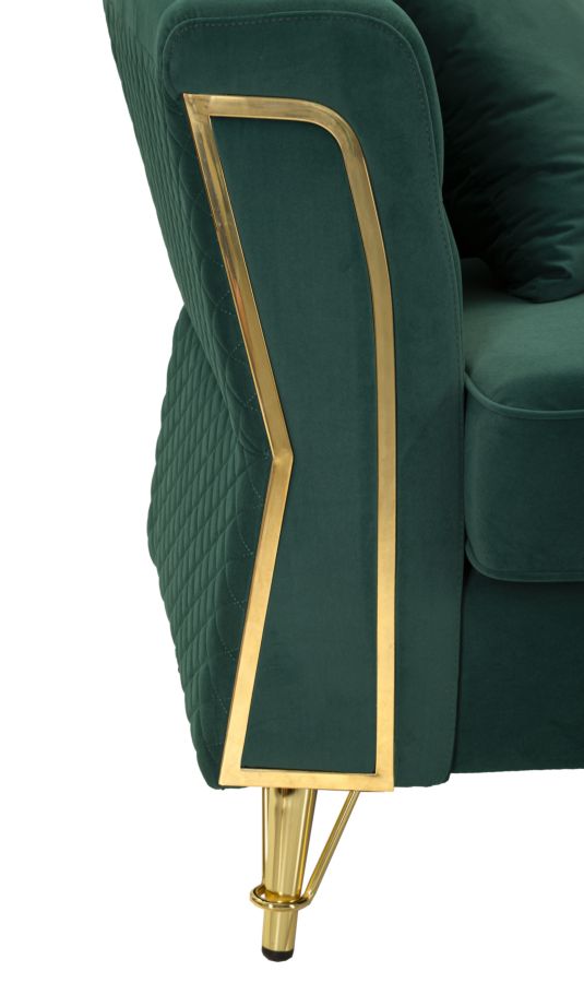 Divano emy verde c/cuscini cm 162x83x76