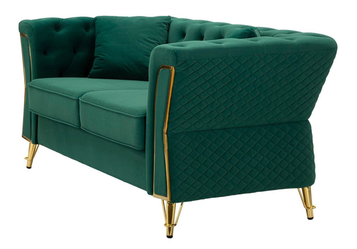 Divano emy verde c/cuscini cm 162x83x76