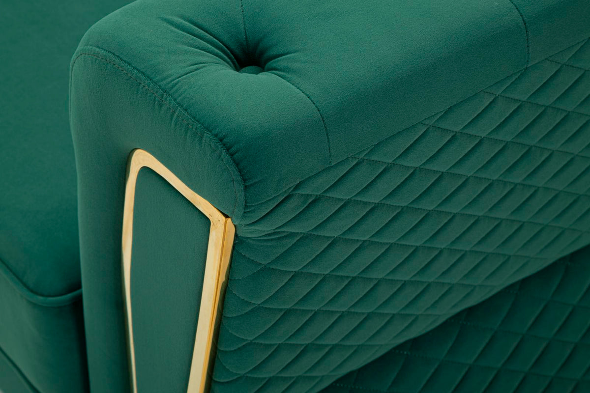 Divano emy verde c/cuscini cm 162x83x76