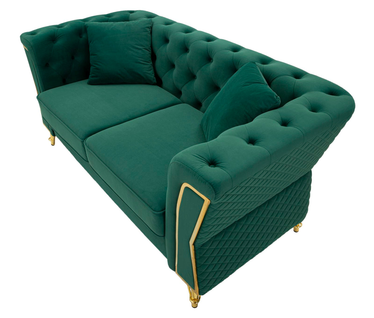 Divano emy verde c/cuscini cm 162x83x76