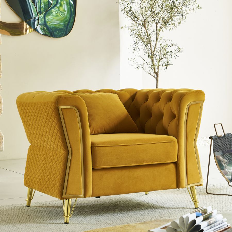 Poltrona emy senape c/cuscino cm 104x83x76