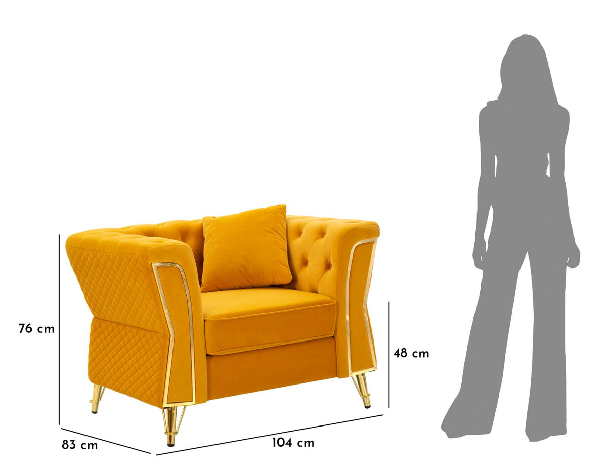 Poltrona emy senape c/cuscino cm 104x83x76