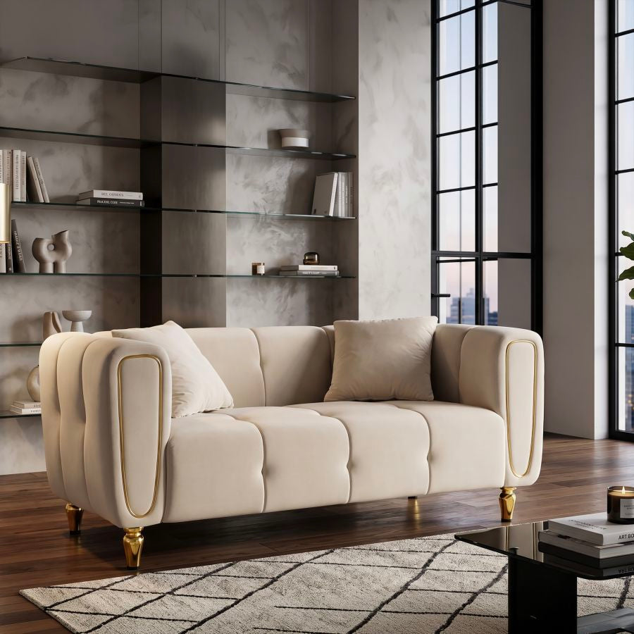 Divano alma crema c/cuscini cm 155x81x71