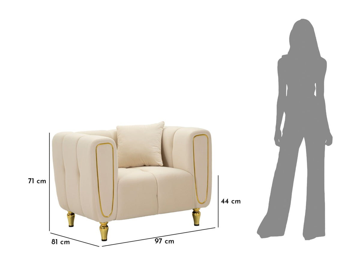 Poltrona alma crema c/cuscino cm 97x81x71
