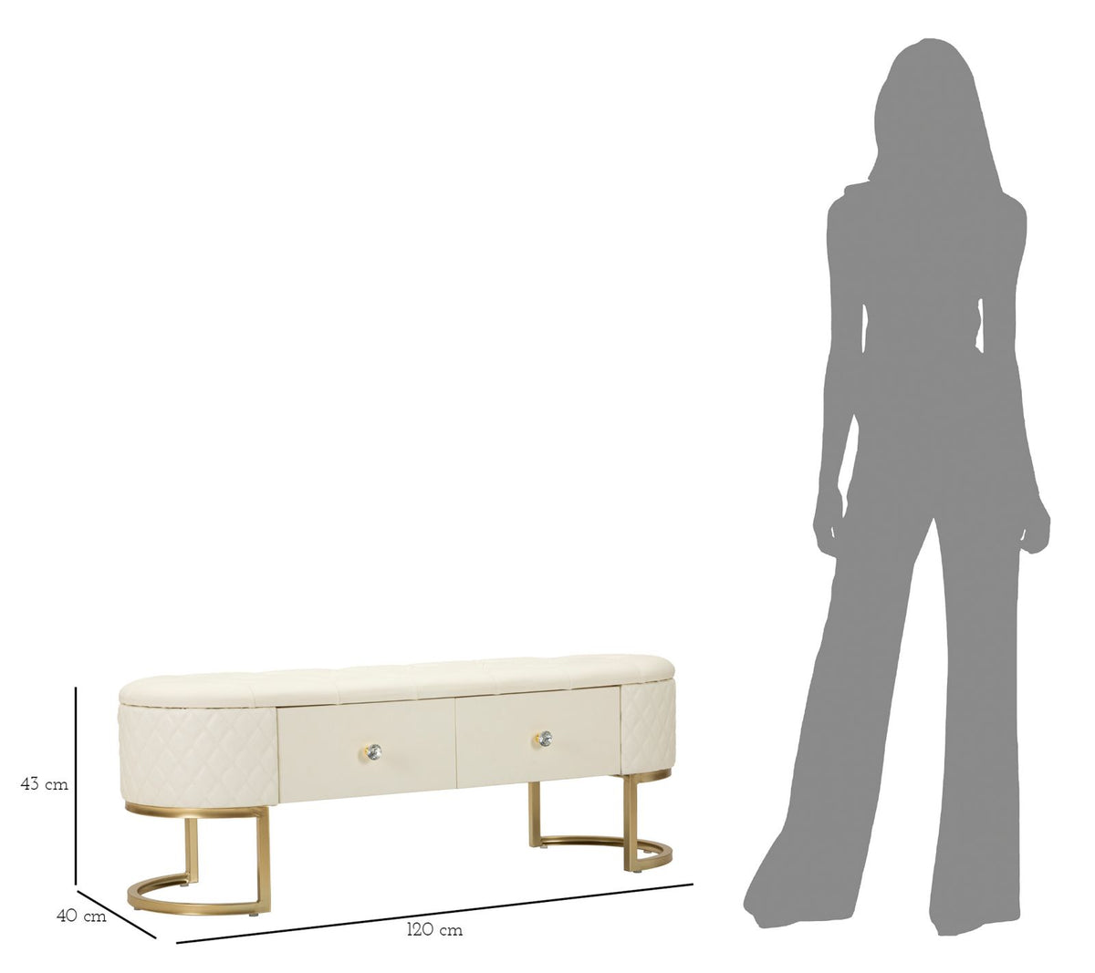 Panca c/cassetti sharon cm 120x40x43