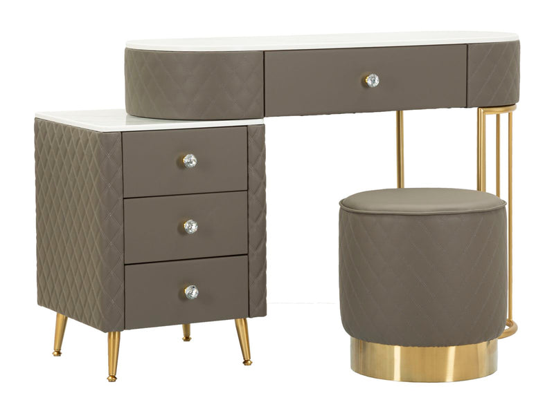 Toeletta sharon grigia c/puff cm 120x40x75 (misura puff ø36x39)