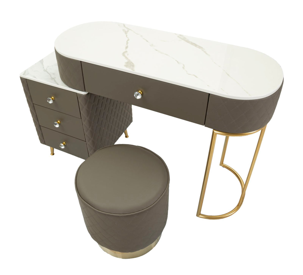 Toeletta sharon grigia c/puff cm 120x40x75 (misura puff ø36x39)