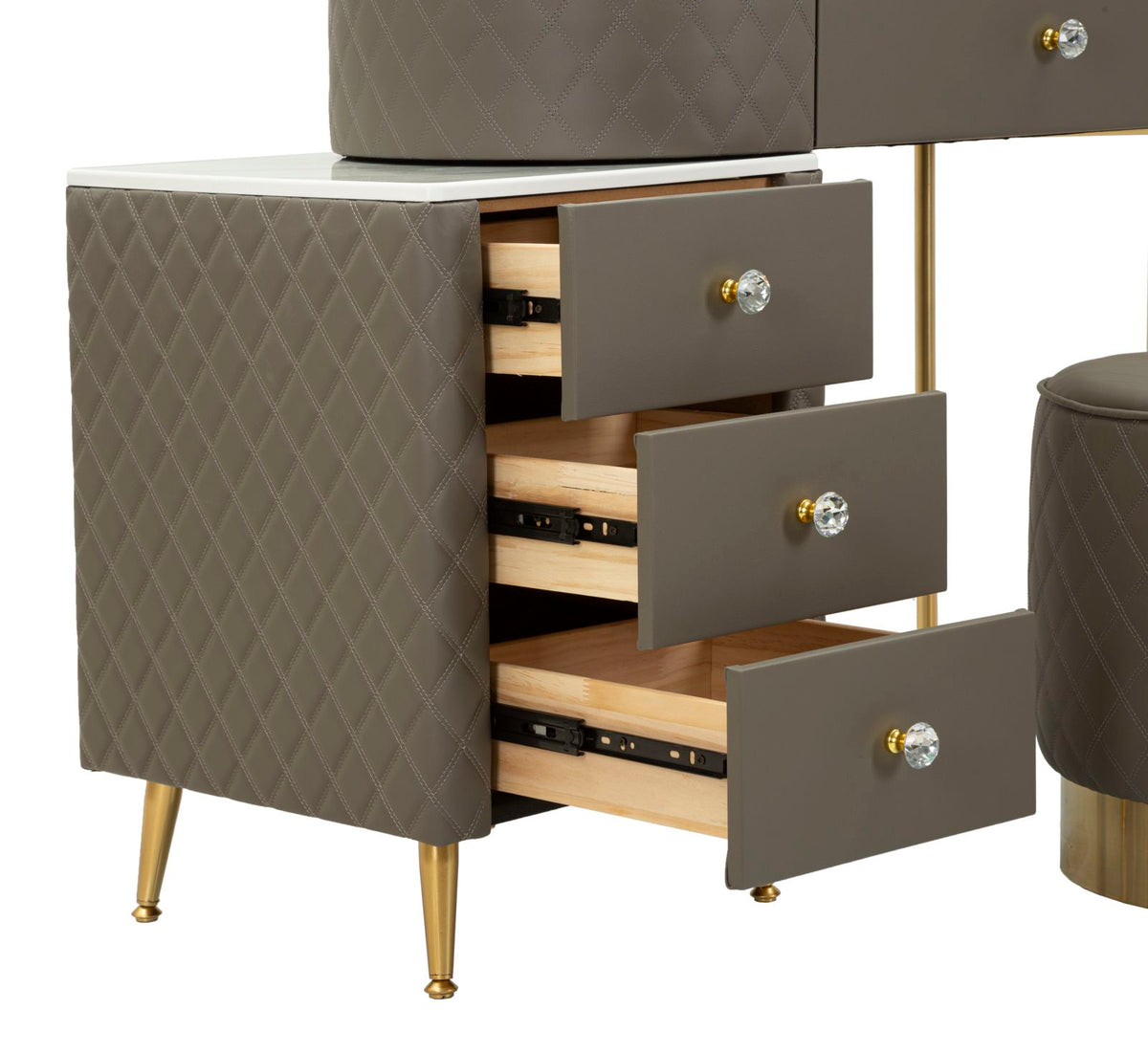 Toeletta sharon grigia c/puff cm 120x40x75 (misura puff ø36x39)
