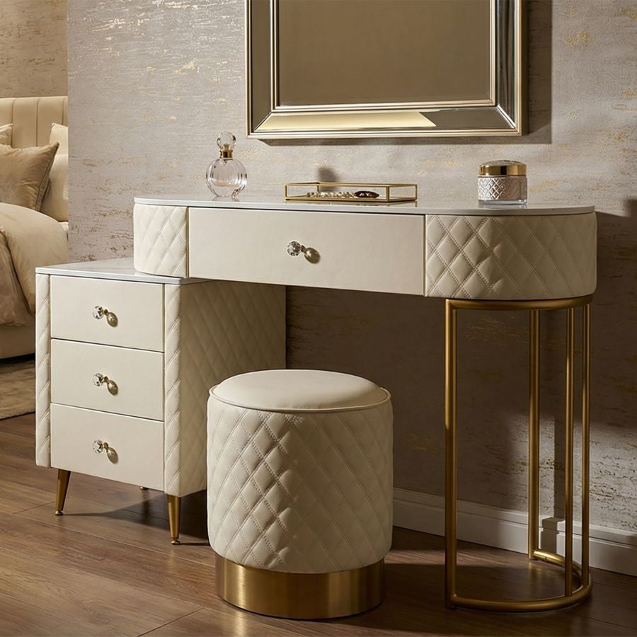 Toeletta sharon panna c/puff cm 120x40x75 (misura puff ø36x39)