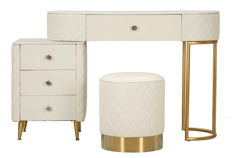 Toeletta sharon panna c/puff cm 120x40x75 (misura puff ø36x39)