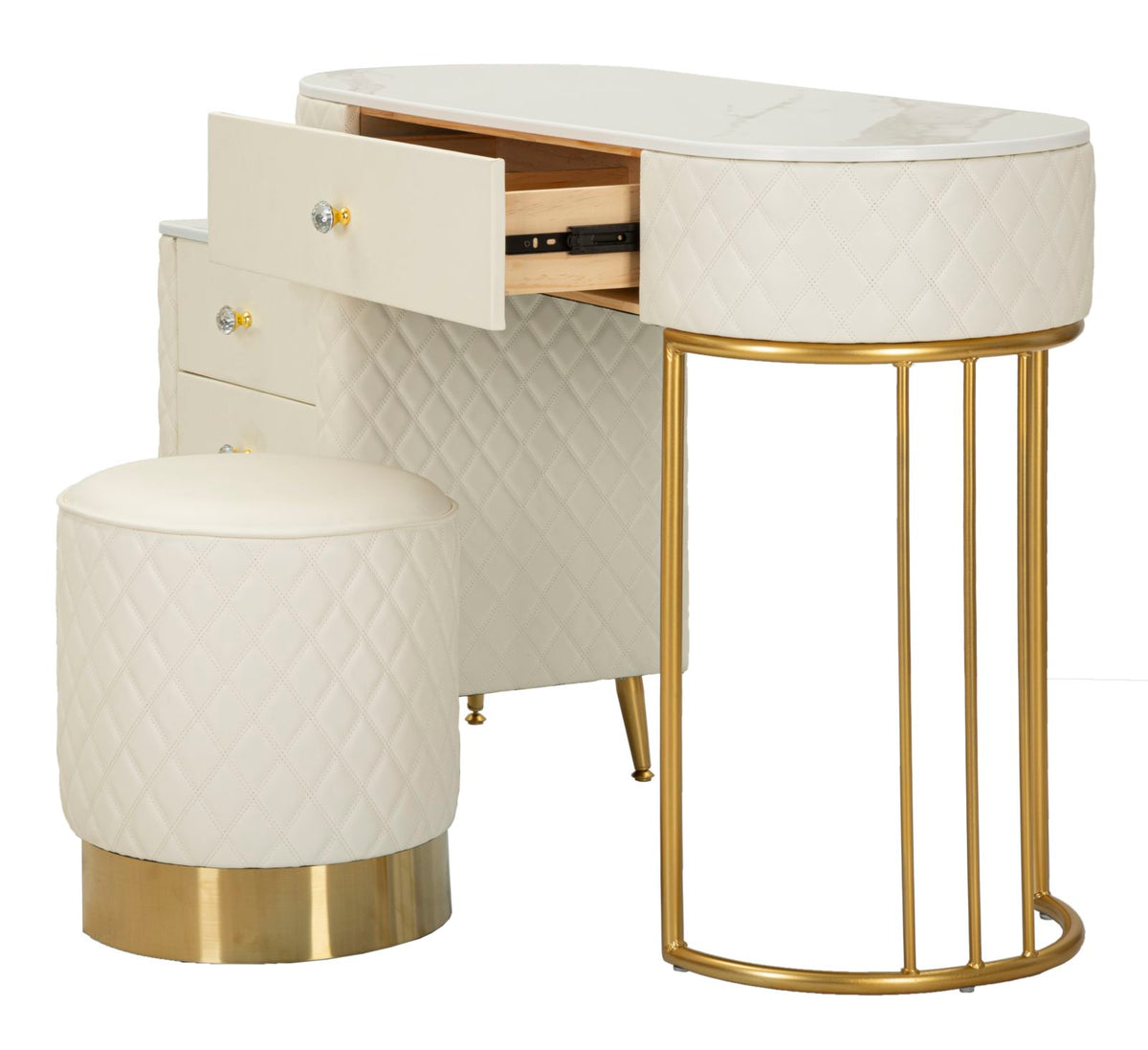 Toeletta sharon panna c/puff cm 120x40x75 (misura puff ø36x39)