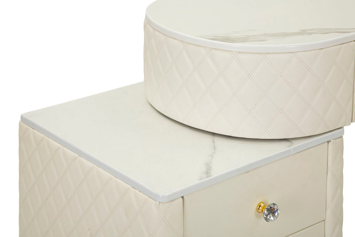 Toeletta sharon panna c/puff cm 120x40x75 (misura puff ø36x39)