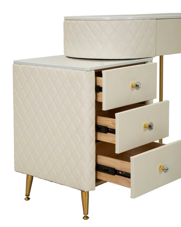 Toeletta sharon panna c/puff cm 120x40x75 (misura puff ø36x39)