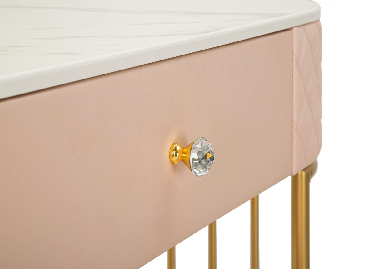 Toeletta sharon rosa c/puff cm 120x40x75 (misura puff ø36x39)