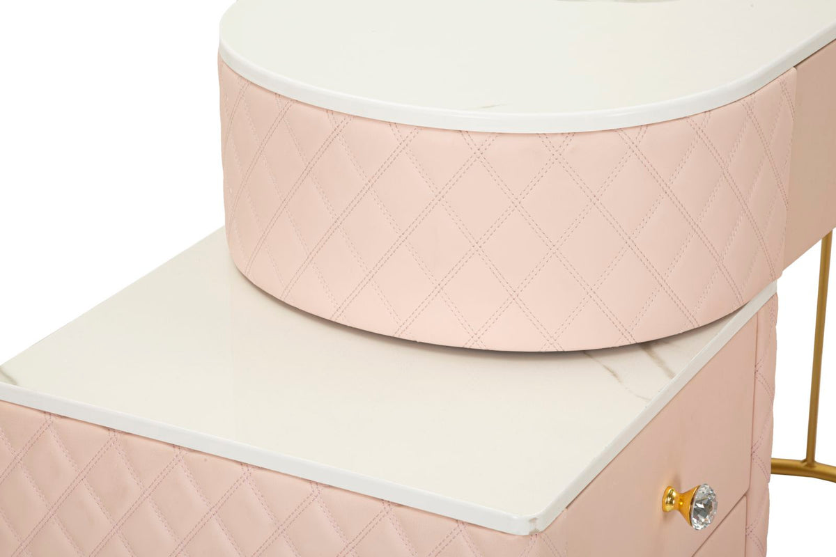 Toeletta sharon rosa c/puff cm 120x40x75 (misura puff ø36x39)
