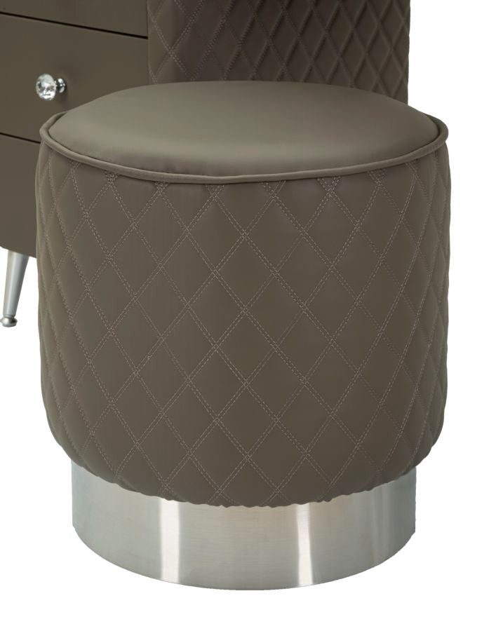 Toeletta sharon grigia c/puff gambe argento cm 120x40x75 (misura puff ø36x39)