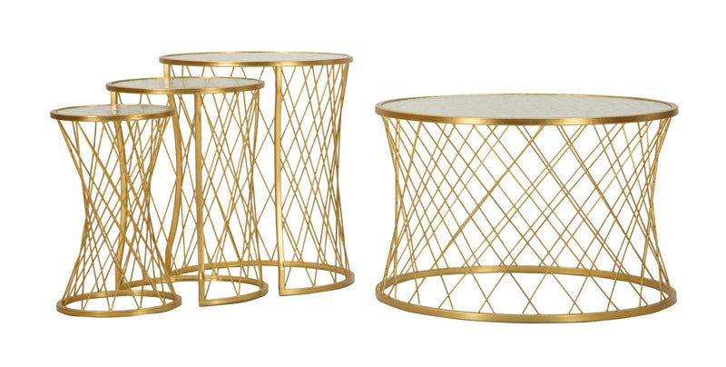 Tavolinetti noah gold set 4 pz cm ø 70x45-47x54,5-36x50-28x45