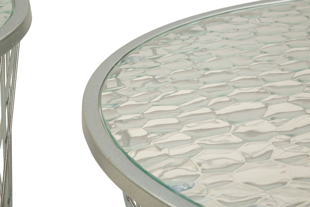 Tavolinetti noah silver set 4 pz cm ø 70x45-47x54,5-36x50-28x45