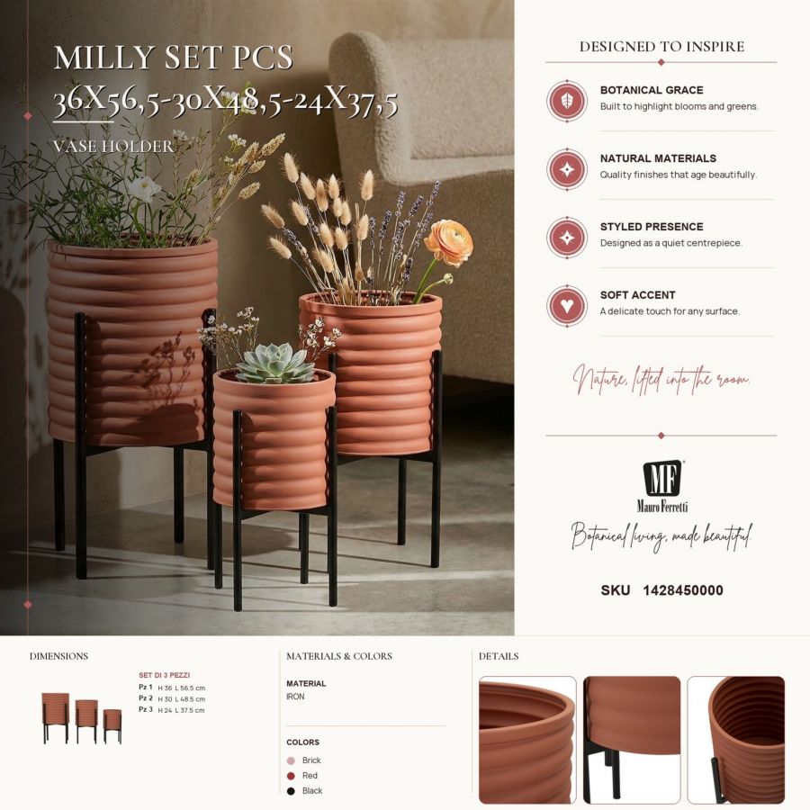 P/vasi milly tris cm ø 36x56,5-30x48,5-24x37,5