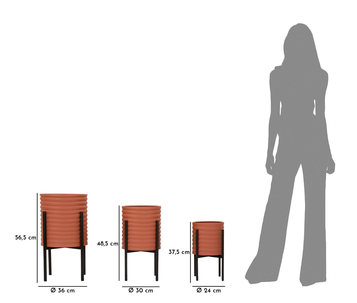 P/vasi milly tris cm ø 36x56,5-30x48,5-24x37,5