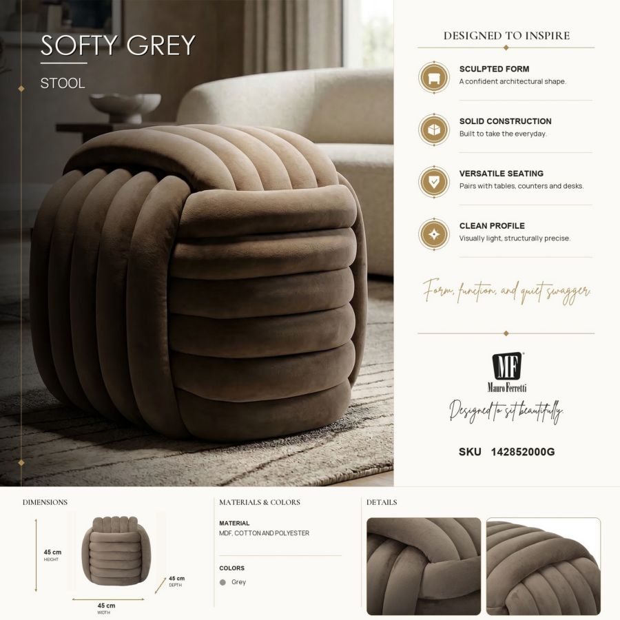 Puff softy grigio cm 45x45x45