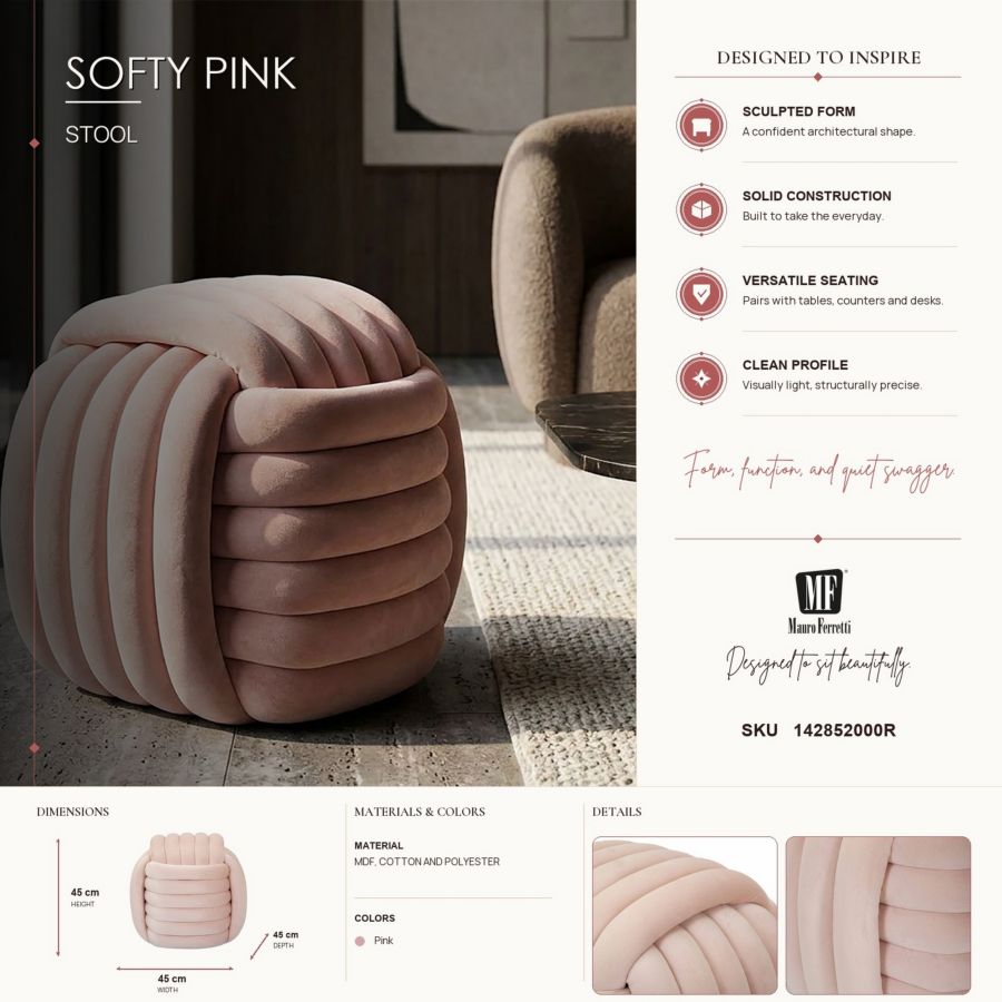Puff softy rosa cm 45x45x45