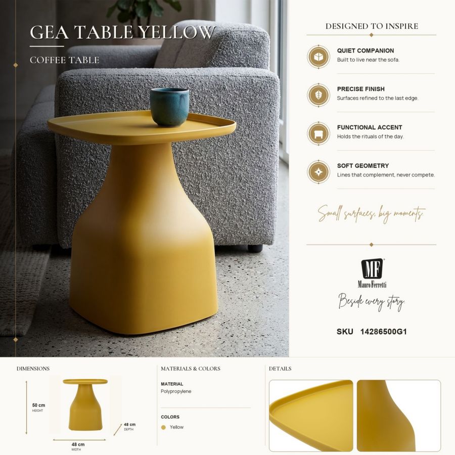 Tavolinetto gea giallo cm 48x48x50