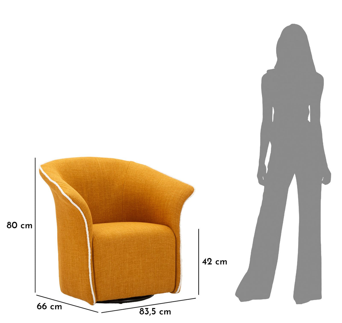 Poltrona girevole siena senape cm 83,5x66x80 (seduta altezza cm 42)