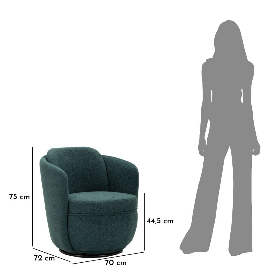 Poltrona girevole torino ottanio cm 70x72x75 (altezza seduta cm 44,5)