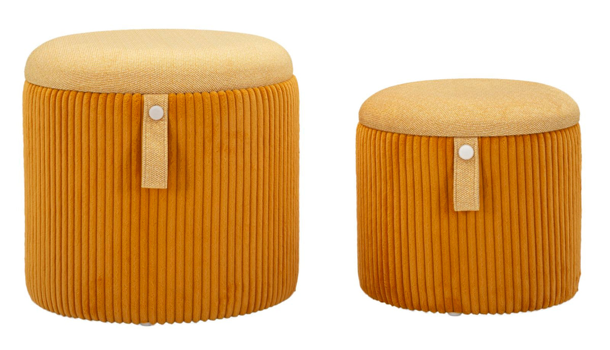 Puff c/contenitore bolzano senape set 2 pz cm ø 38x38-32x28