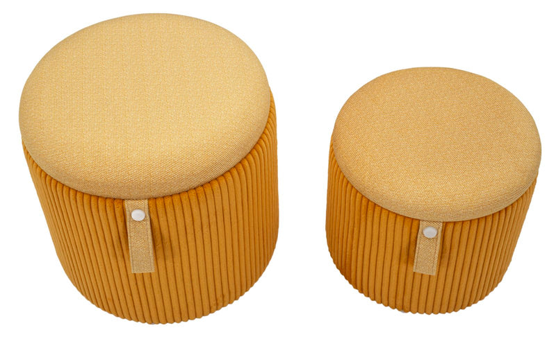 Puff c/contenitore bolzano senape set 2 pz cm ø 38x38-32x28