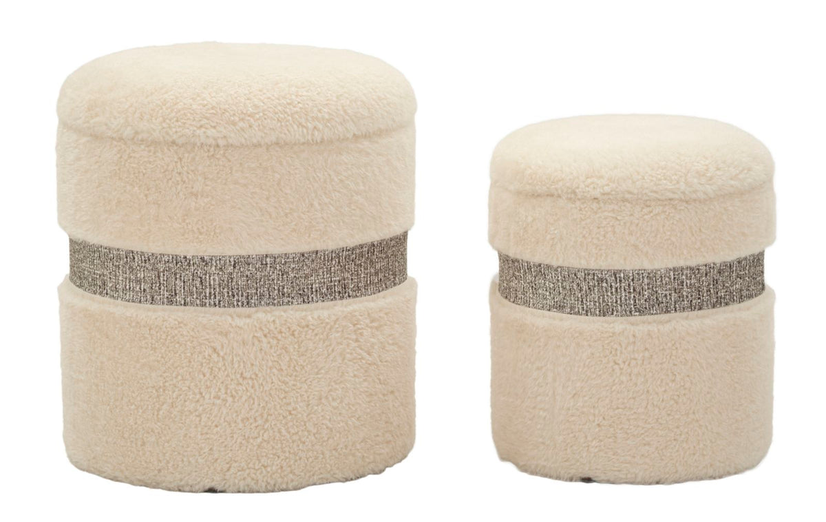 Puff c/contenitore saint-moritz crema set 2 pz cm ø 40x47-32x38