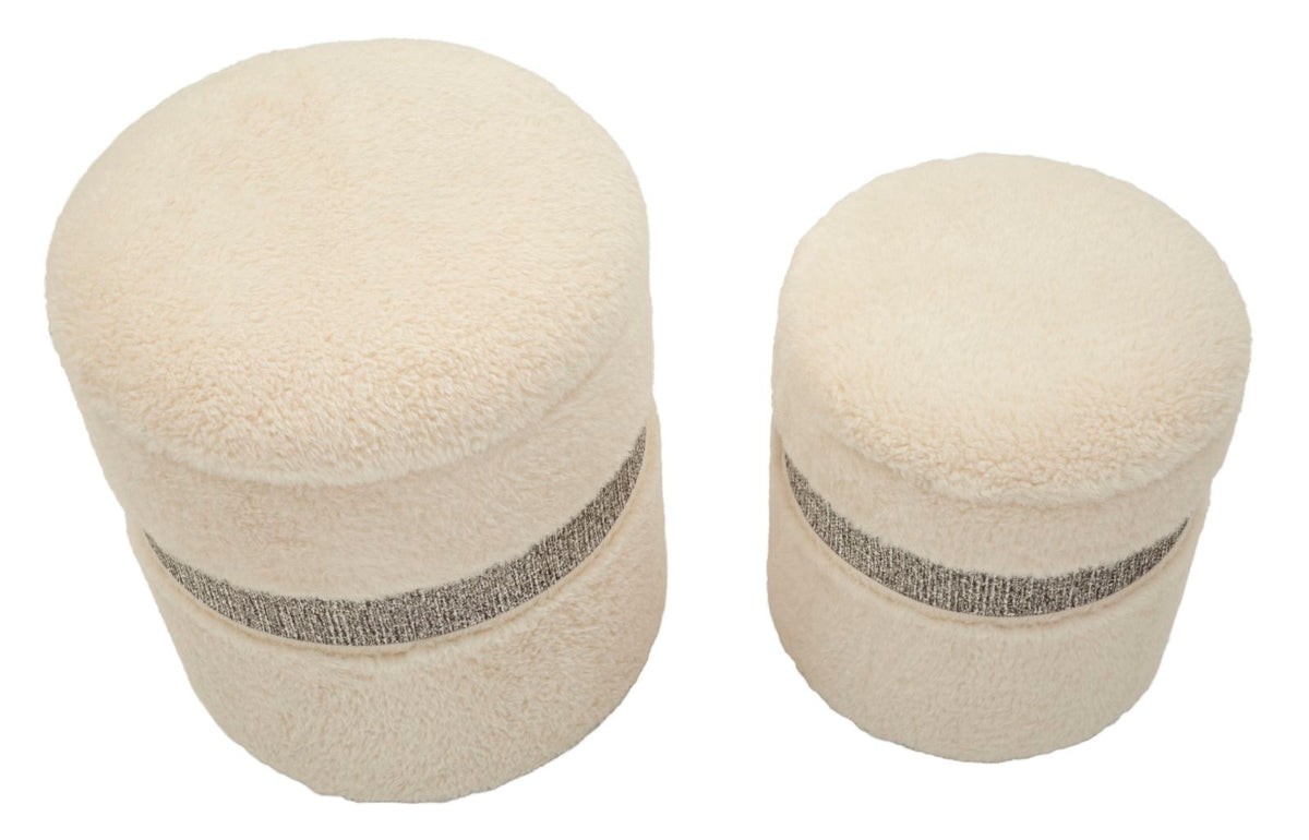 Puff c/contenitore saint-moritz crema set 2 pz cm ø 40x47-32x38