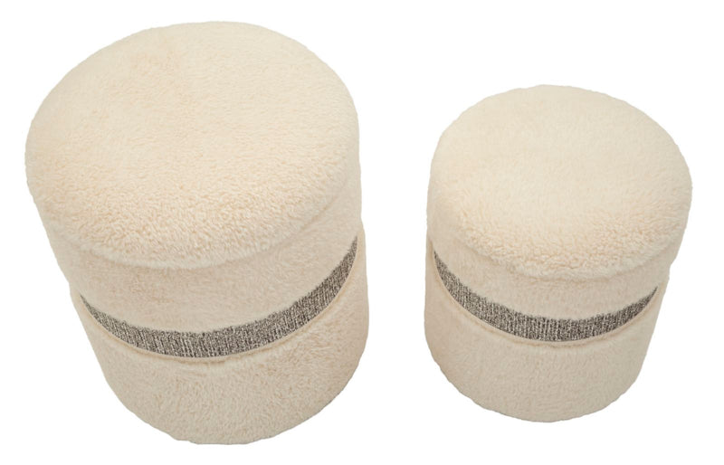 Puff c/contenitore saint-moritz crema set 2 pz cm ø 40x47-32x38