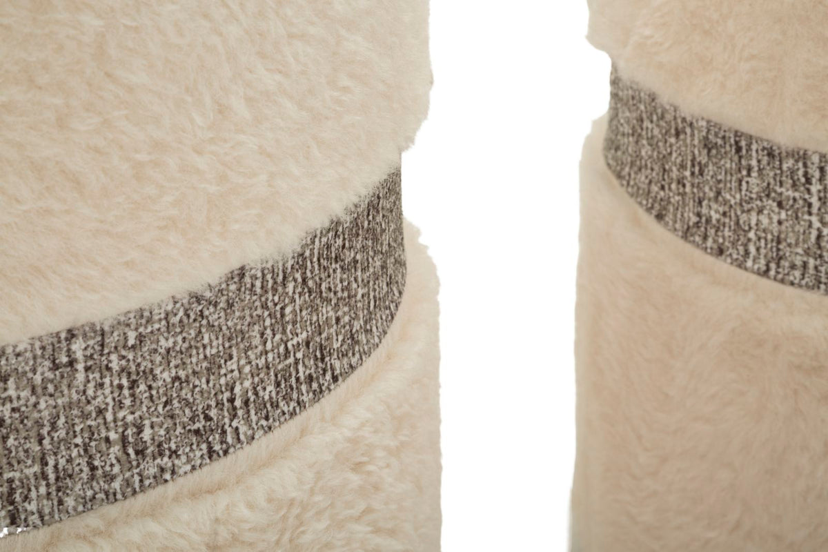 Puff c/contenitore saint-moritz crema set 2 pz cm ø 40x47-32x38