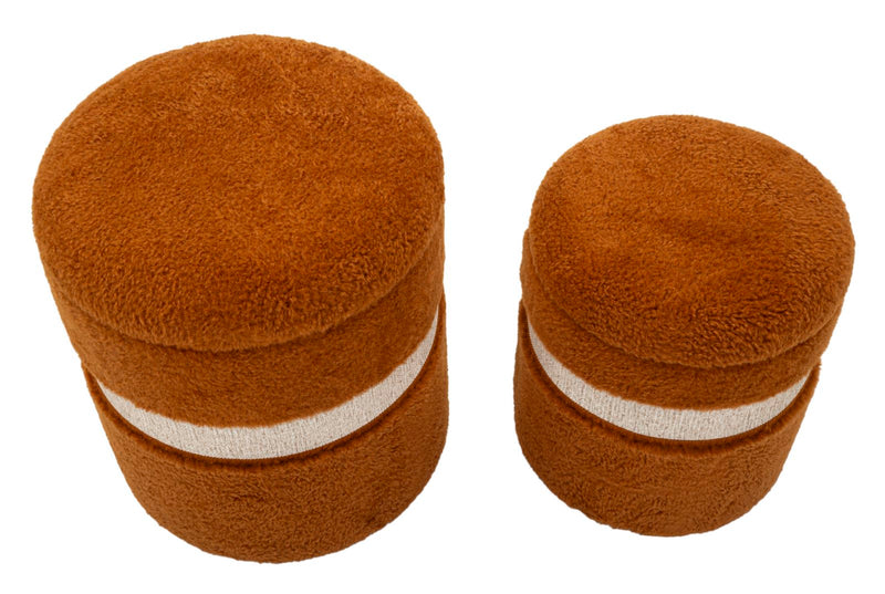Puff c/contenitore saint-moritz marrone set 2 pz cm ø 40x47-32x38