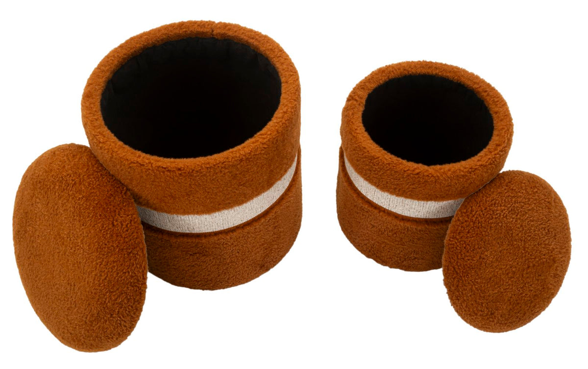 Puff c/contenitore saint-moritz marrone set 2 pz cm ø 40x47-32x38