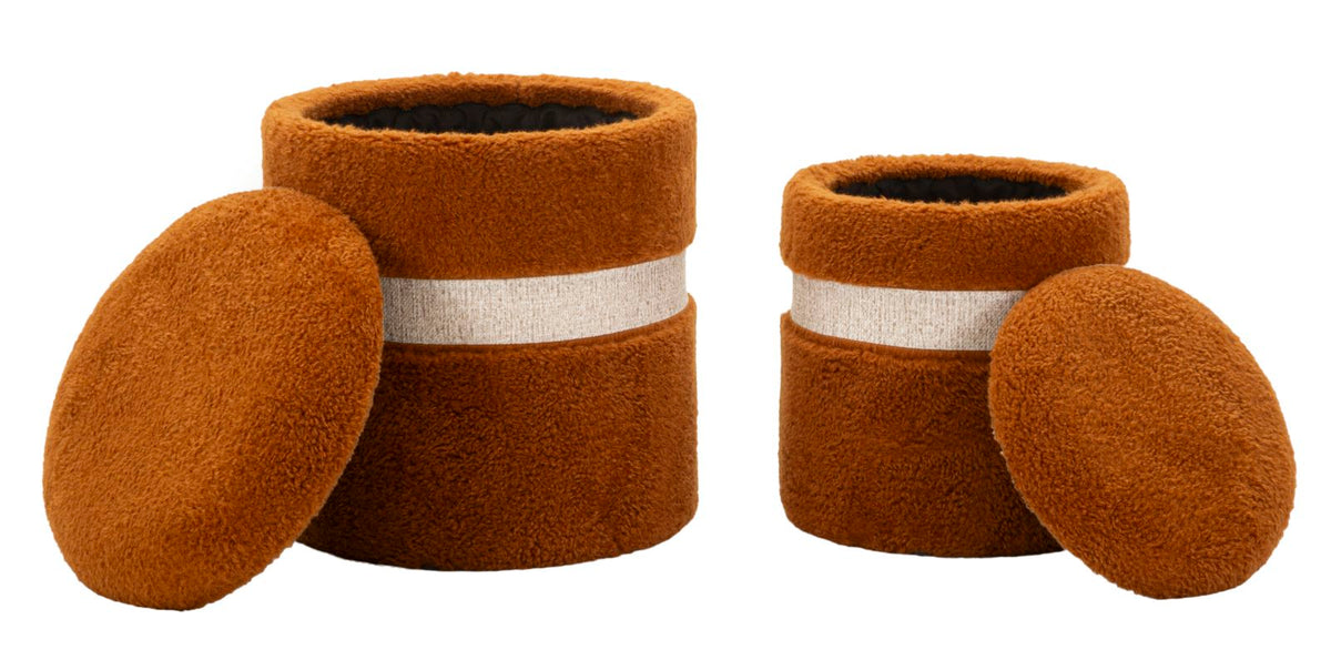 Puff c/contenitore saint-moritz marrone set 2 pz cm ø 40x47-32x38