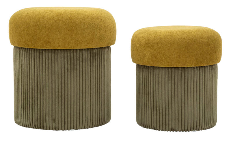 Puff c/contenitore aspen verde set 2 pz cm ø 42x44-35x37