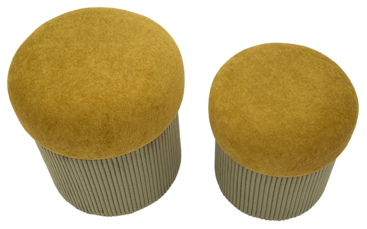 Puff c/contenitore aspen verde set 2 pz cm ø 42x44-35x37
