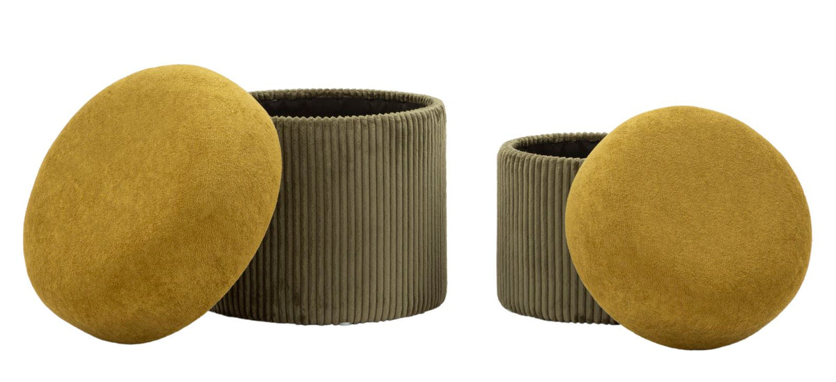 Puff c/contenitore aspen verde set 2 pz cm ø 42x44-35x37