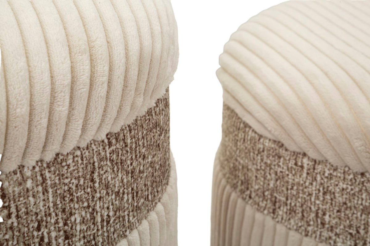 Puff c/contenitore cortina crema set 3 pz cm ø 40,5x49,5-35x42-31x38