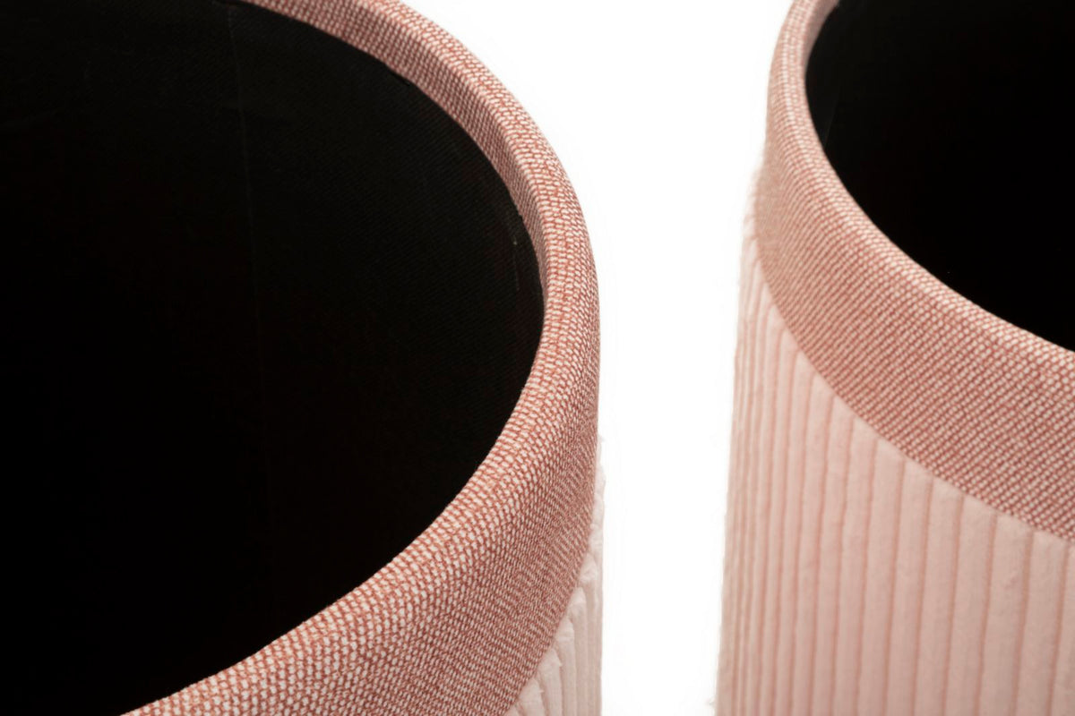 Puff c/contenitore cortina rosa set 3 pz cm ø 40,5x49,5-35x42-31x38