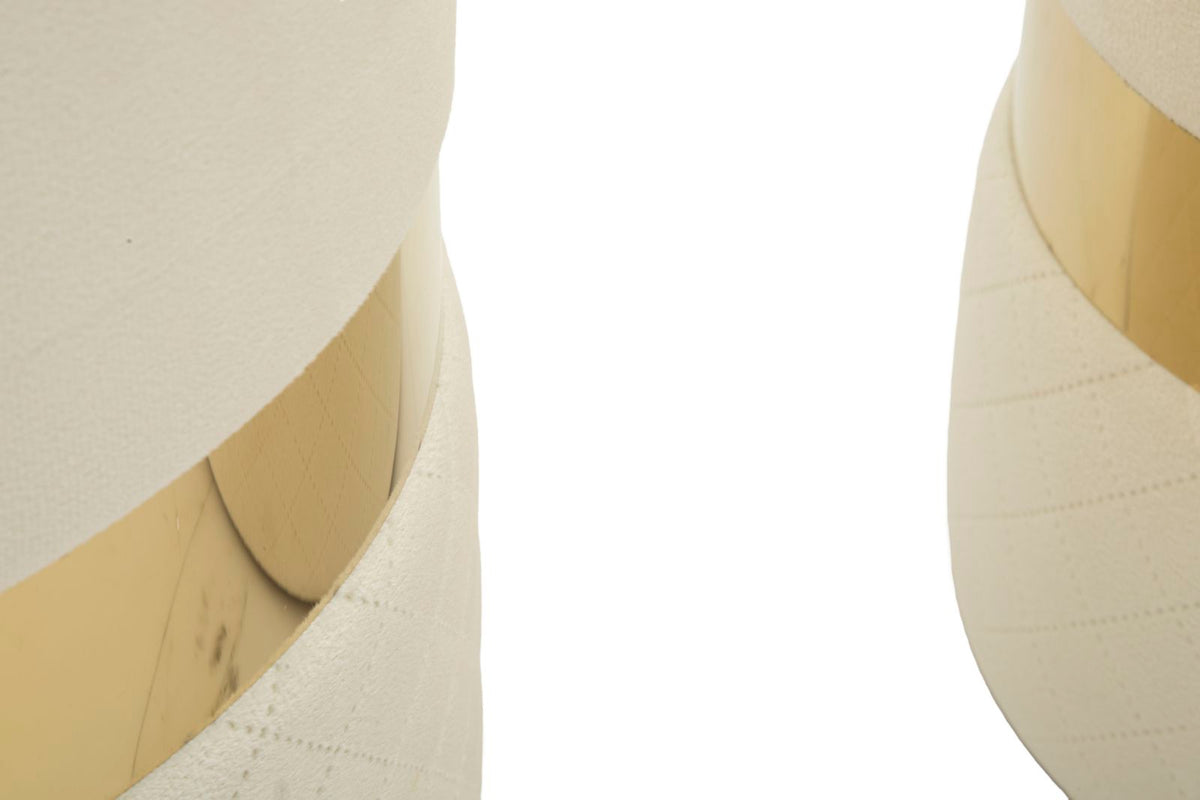 Puff c/contenitore sheffild crema set 2 pz cm ø 37x42-28x35