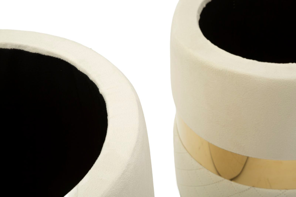 Puff c/contenitore sheffild crema set 2 pz cm ø 37x42-28x35
