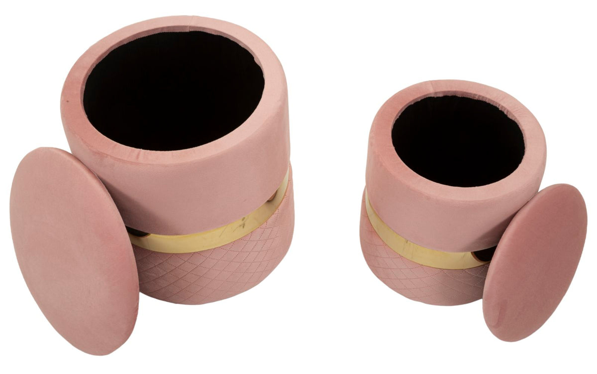 Puff c/contenitore sheffild rosa set 2 pz cm ø 37x42-28x35