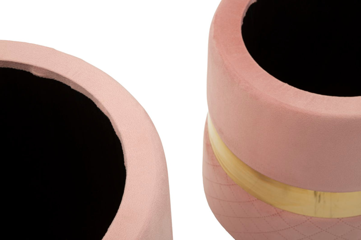Puff c/contenitore sheffild rosa set 2 pz cm ø 37x42-28x35