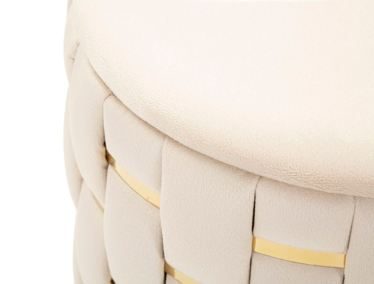 Puff c/contenitore shanty crema set 2 pz cm ø 37x42-28x35